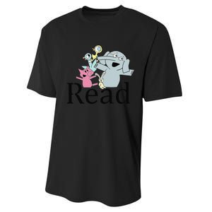 Funny Library Teacher Read Book Club Piggie Elephant Pigeons Performance Sprint T-Shirt