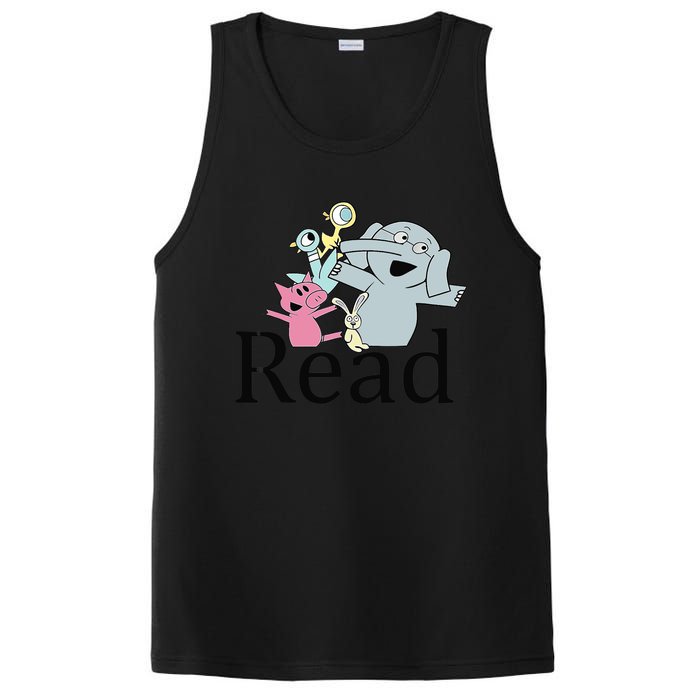 Funny Library Teacher Read Book Club Piggie Elephant Pigeons PosiCharge Competitor Tank