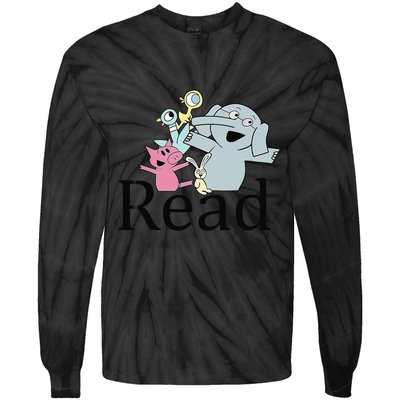 Funny Library Teacher Read Book Club Piggie Elephant Pigeons Tie-Dye Long Sleeve Shirt