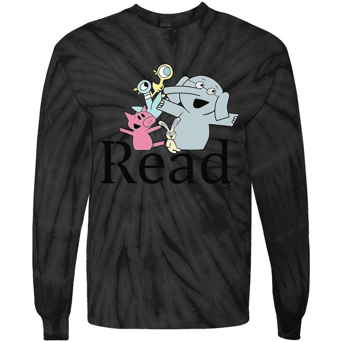 Funny Library Teacher Read Book Club Piggie Elephant Pigeons Tie-Dye Long Sleeve Shirt