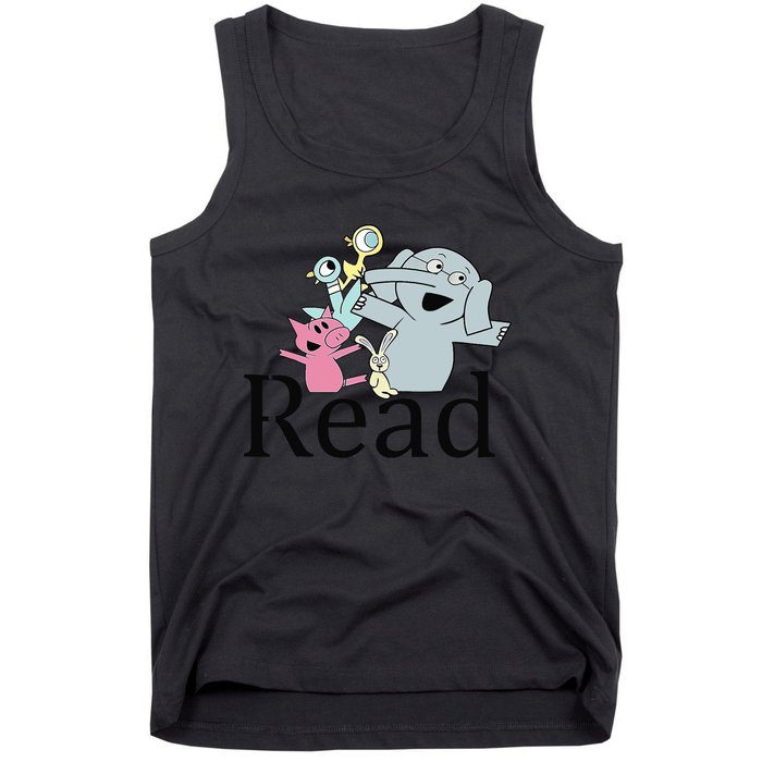 Funny Library Teacher Read Book Club Piggie Elephant Pigeons Tank Top