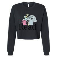 Funny Library Teacher Read Book Club Piggie Elephant Pigeons Cropped Pullover Crew