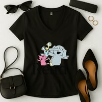 Funny Library Teacher Read Book Club Piggie Elephant Pigeons Women's V-Neck T-Shirt