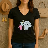Funny Library Teacher Read Book Club Piggie Elephant Pigeons Women's V-Neck T-Shirt
