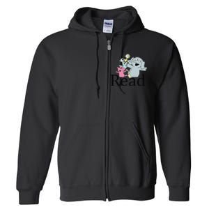 Funny Library Teacher Read Book Club Piggie Elephant Pigeons Full Zip Hoodie