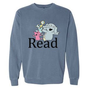 Funny Library Teacher Read Book Club Piggie Elephant Pigeons Garment-Dyed Sweatshirt