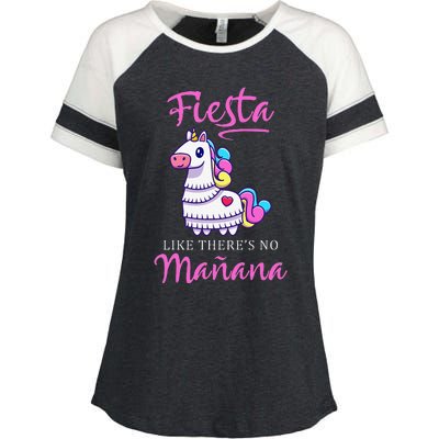 Fiesta Like There's No Manana Unicorn Funny Cinco De Mayo Enza Ladies Jersey Colorblock Tee