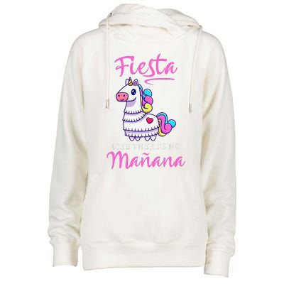 Fiesta Like There's No Manana Unicorn Funny Cinco De Mayo Womens Funnel Neck Pullover Hood