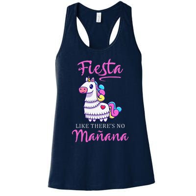 Fiesta Like There's No Manana Unicorn Funny Cinco De Mayo Women's Racerback Tank