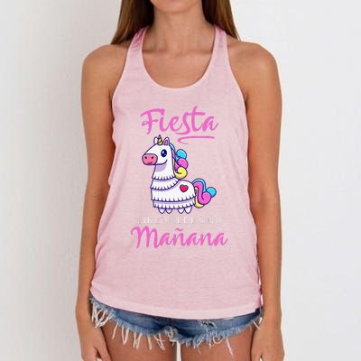 Fiesta Like There's No Manana Unicorn Funny Cinco De Mayo Women's Knotted Racerback Tank