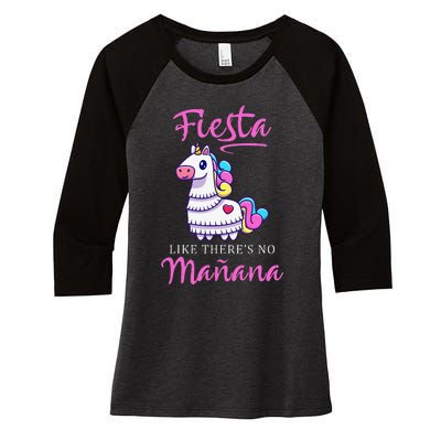 Fiesta Like There's No Manana Unicorn Funny Cinco De Mayo Women's Tri-Blend 3/4-Sleeve Raglan Shirt