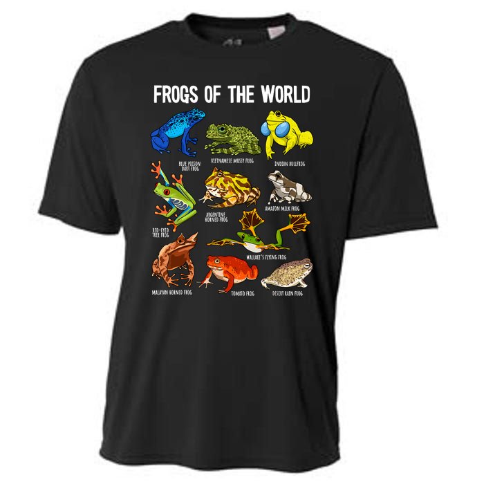 Frog Lover Types Of Frogs Frog Catcher Herpetology Frog Cooling Performance Crew T-Shirt