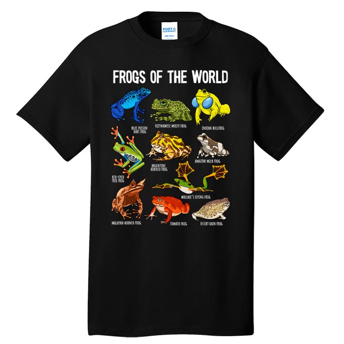 Frog Lover Types Of Frogs Frog Catcher Herpetology Frog Tall T-Shirt