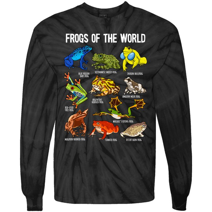 Frog Lover Types Of Frogs Frog Catcher Herpetology Frog Tie-Dye Long Sleeve Shirt