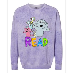 Funny Library Teacher Read Book Club Piggie Elephant Pigeons Colorblast Crewneck Sweatshirt