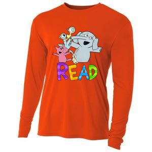 Funny Library Teacher Read Book Club Piggie Elephant Pigeons Cooling Performance Long Sleeve Crew