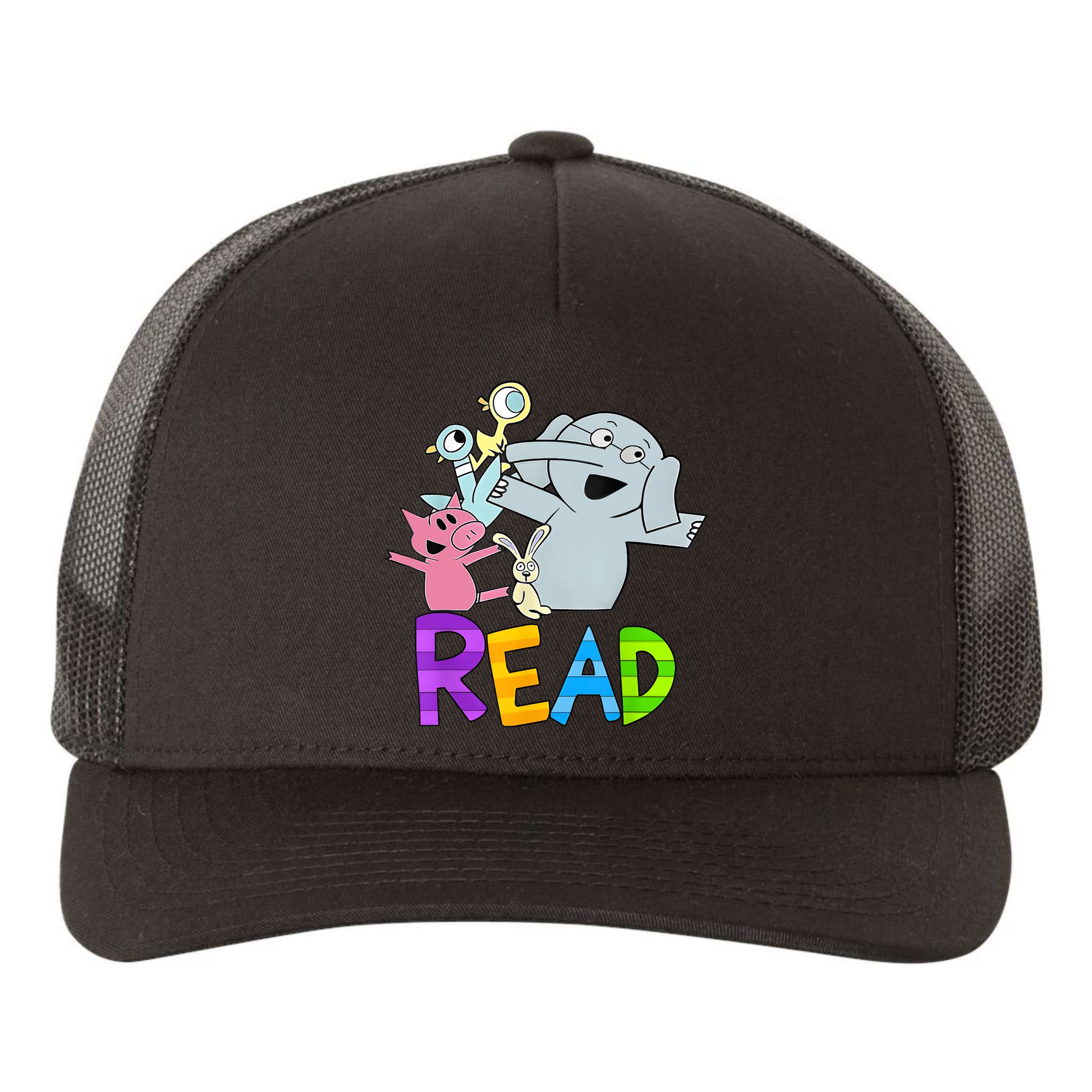 Funny Library Teacher Read Book Club Piggie Elephant Pigeons Yupoong Adult 5-Panel Trucker Hat