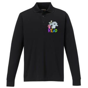 Funny Library Teacher Read Book Club Piggie Elephant Pigeons Performance Long Sleeve Polo