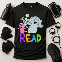 Funny Library Teacher Read Book Club Piggie Elephant Pigeons Cooling Performance Crew T-Shirt