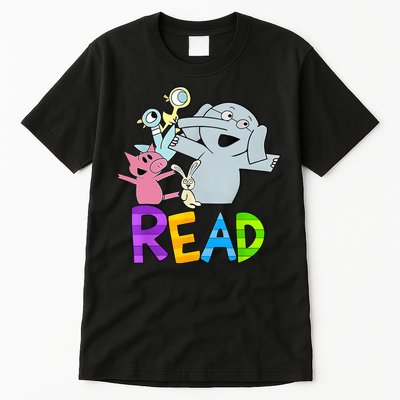 Funny Library Teacher Read Book Club Piggie Elephant Pigeons Tall T-Shirt