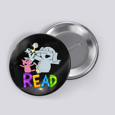 Funny Library Teacher Read Book Club Piggie Elephant Pigeons Button