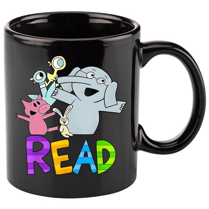 Funny Library Teacher Read Book Club Piggie Elephant Pigeons 11oz C Handle Ceramic Mug