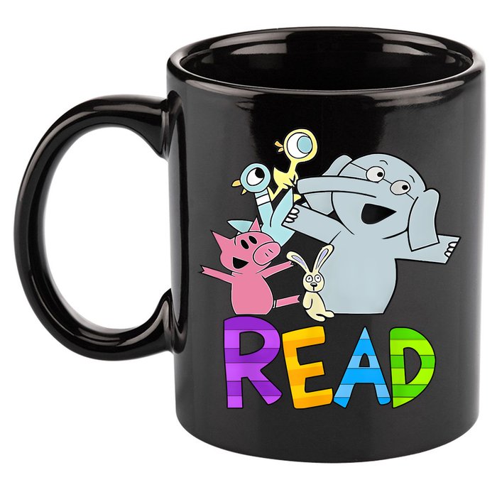 Funny Library Teacher Read Book Club Piggie Elephant Pigeons 11oz C Handle Ceramic Mug