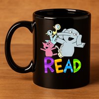 Funny Library Teacher Read Book Club Piggie Elephant Pigeons 11oz C Handle Ceramic Mug