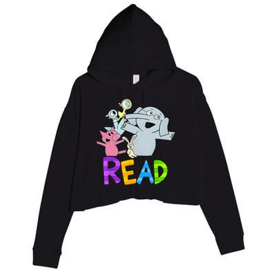 Funny Library Teacher Read Book Club Piggie Elephant Pigeons Crop Fleece Hoodie