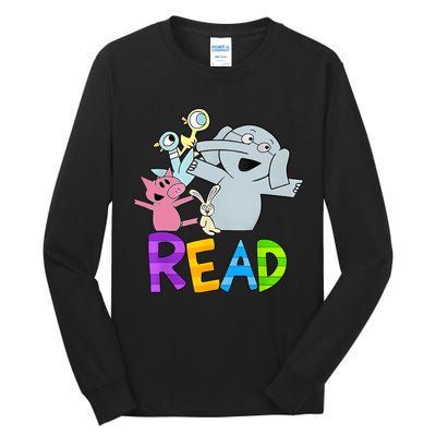 Funny Library Teacher Read Book Club Piggie Elephant Pigeons Tall Long Sleeve T-Shirt