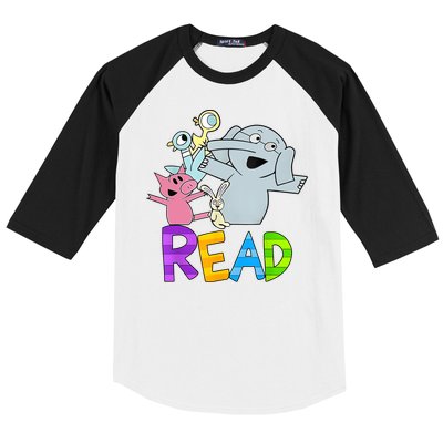 Funny Library Teacher Read Book Club Piggie Elephant Pigeons Baseball Sleeve Shirt