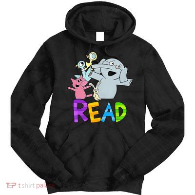 Funny Library Teacher Read Book Club Piggie Elephant Pigeons Tie Dye Hoodie