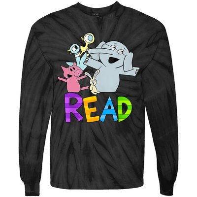 Funny Library Teacher Read Book Club Piggie Elephant Pigeons Tie-Dye Long Sleeve Shirt