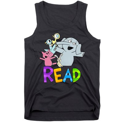 Funny Library Teacher Read Book Club Piggie Elephant Pigeons Tank Top