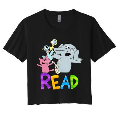 Funny Library Teacher Read Book Club Piggie Elephant Pigeons Crop Top