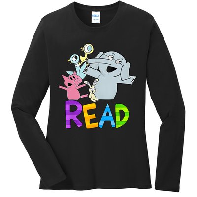 Funny Library Teacher Read Book Club Piggie Elephant Pigeons Ladies Long Sleeve Shirt