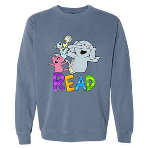 Funny Library Teacher Read Book Club Piggie Elephant Pigeons Garment-Dyed Sweatshirt