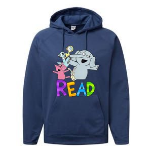 Funny Library Teacher Read Book Club Piggie Elephant Pigeons Performance Fleece Hoodie