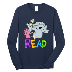 Funny Library Teacher Read Book Club Piggie Elephant Pigeons Long Sleeve Shirt