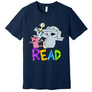 Funny Library Teacher Read Book Club Piggie Elephant Pigeons Premium T-Shirt