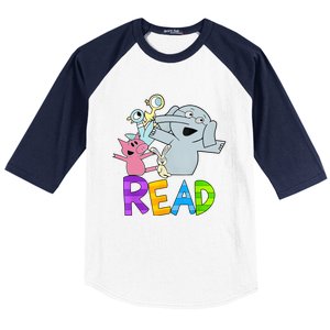 Funny Library Teacher Read Book Club Piggie Elephant Pigeons Baseball Sleeve Shirt