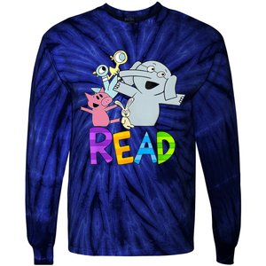 Funny Library Teacher Read Book Club Piggie Elephant Pigeons Tie-Dye Long Sleeve Shirt