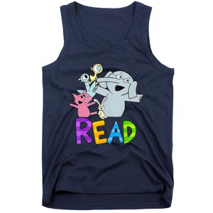 Funny Library Teacher Read Book Club Piggie Elephant Pigeons Tank Top