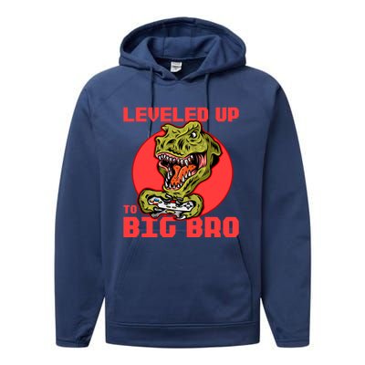 Funny Leveled Up To Big Bro Gamer Gaming Lovers Brother Great Gift Performance Fleece Hoodie