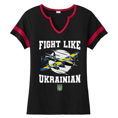 Fight Like Ukrainian I Stand With Ukraine Support Ladies Halftime Notch Neck Tee