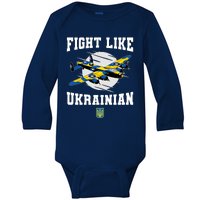 Fight Like Ukrainian I Stand With Ukraine Support Baby Long Sleeve Bodysuit