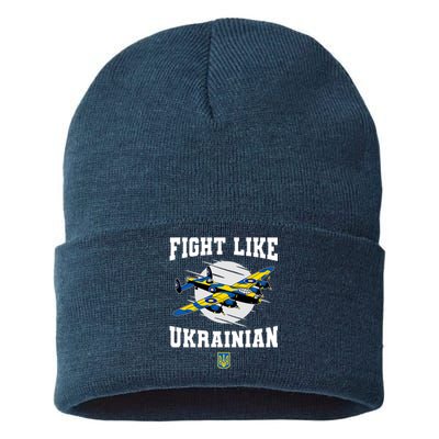 Fight Like Ukrainian I Stand With Ukraine Support Sustainable Knit Beanie