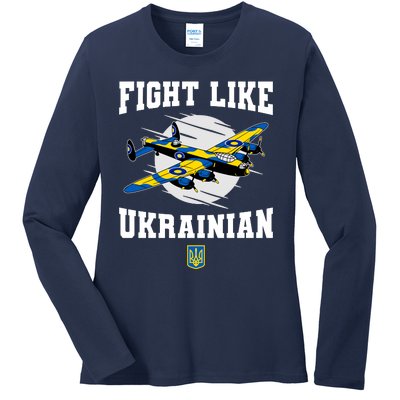 Fight Like Ukrainian I Stand With Ukraine Support Ladies Long Sleeve Shirt