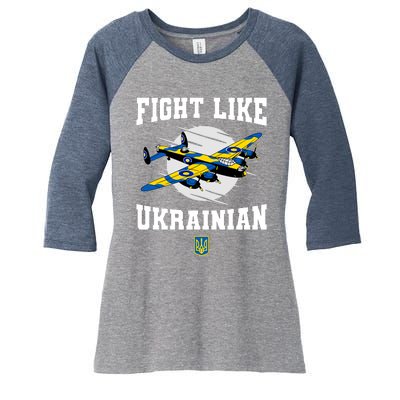 Fight Like Ukrainian I Stand With Ukraine Support Women's Tri-Blend 3/4-Sleeve Raglan Shirt