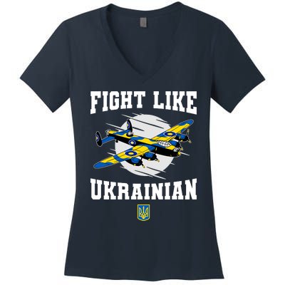 Fight Like Ukrainian I Stand With Ukraine Support Women's V-Neck T-Shirt